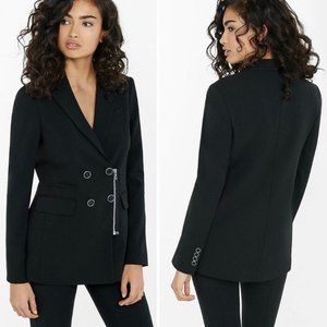EXPRESS $248 Black Double Breasted Zip Chic Blazer Jacket Size Small